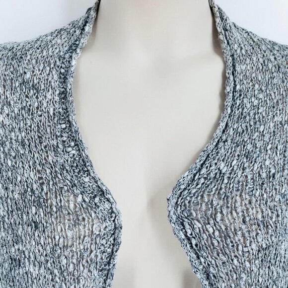 Eileen Fisher Open Front Cotton Cardigan Size XL Italian Yarn Loose Knit - Picture 3 of 9